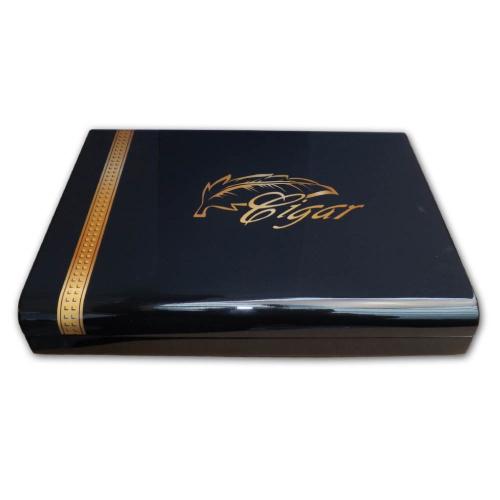 SALE - SLIGHT SECONDS - Angelo Gloss Black Cigar Humidor - 20 Cigar Capacity